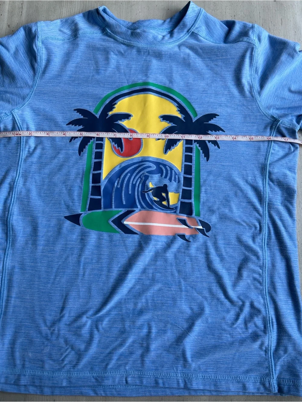 Blue Graphic  rash guard kids swim.